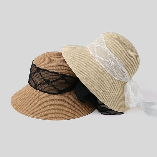Lace Bow Straw Sun Hat