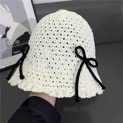Bow Knit Cloche Hat