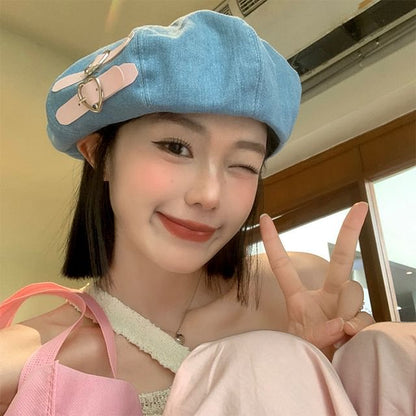 Buckled Denim Beret