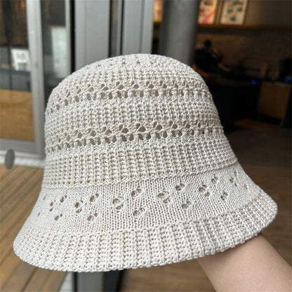 Plain Perforated Knit Bucket Hat