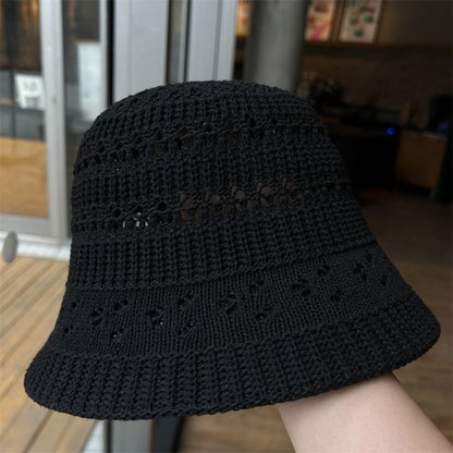 Plain Perforated Knit Bucket Hat