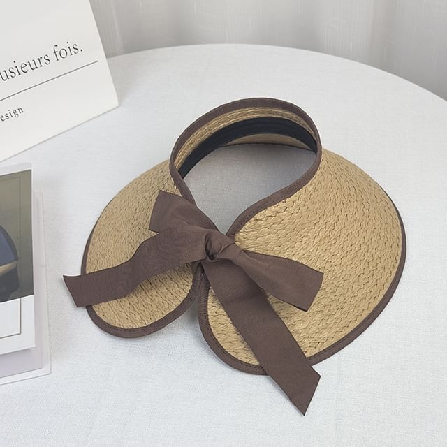 Contrast Trim Straw Wide Brim Sun Visor