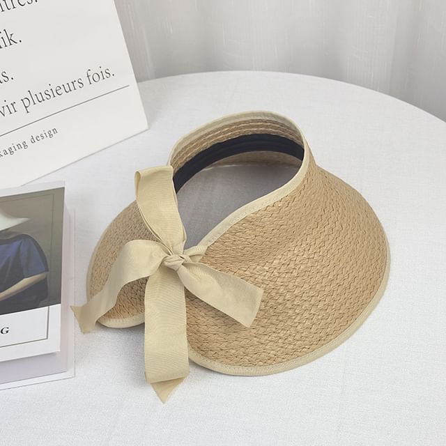 Contrast Trim Straw Wide Brim Sun Visor