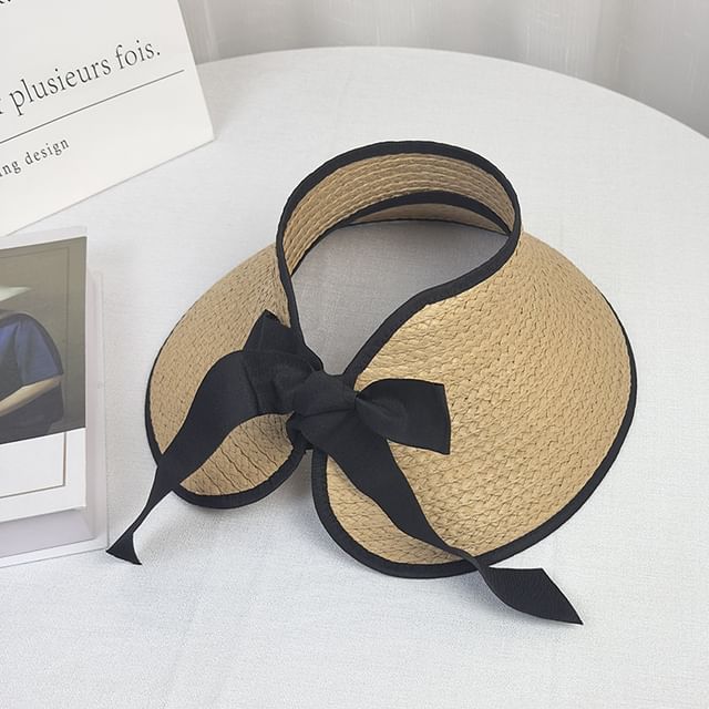 Contrast Trim Straw Wide Brim Sun Visor