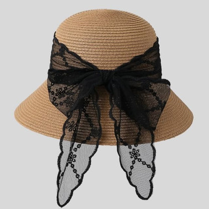 Lace Bow Straw Sun Hat