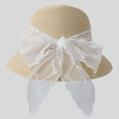 Lace Bow Straw Sun Hat