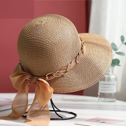 Bow Chained Straw Sun Hat