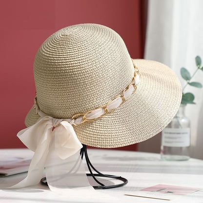 Bow Chained Straw Sun Hat