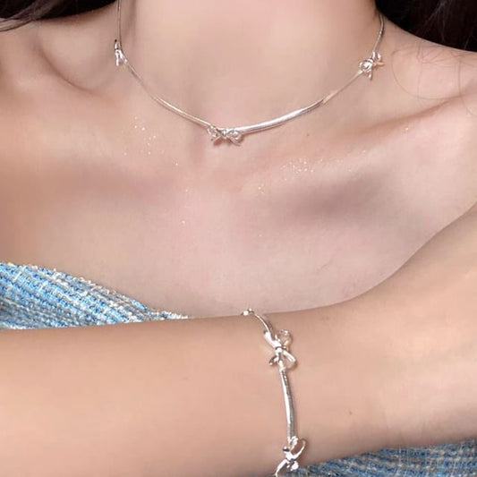 Bow Alloy Bracelet / Choker