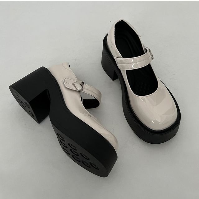 Block Heel Platform Mary Jane Pumps