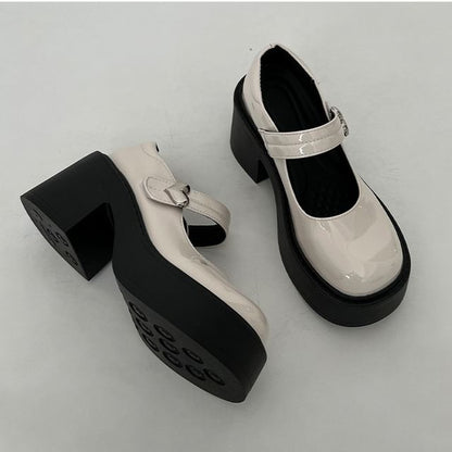 Block Heel Platform Mary Jane Pumps