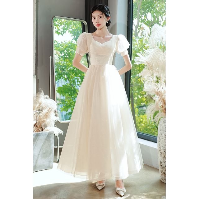 Dress Short-Sleeve Evening / Gown Glitter A-Line V-Neck Party