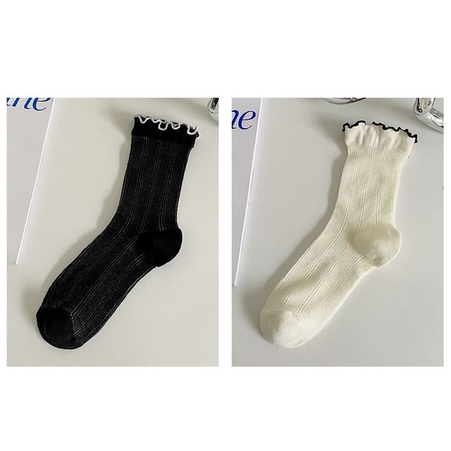 Contrast Trim Socks Set