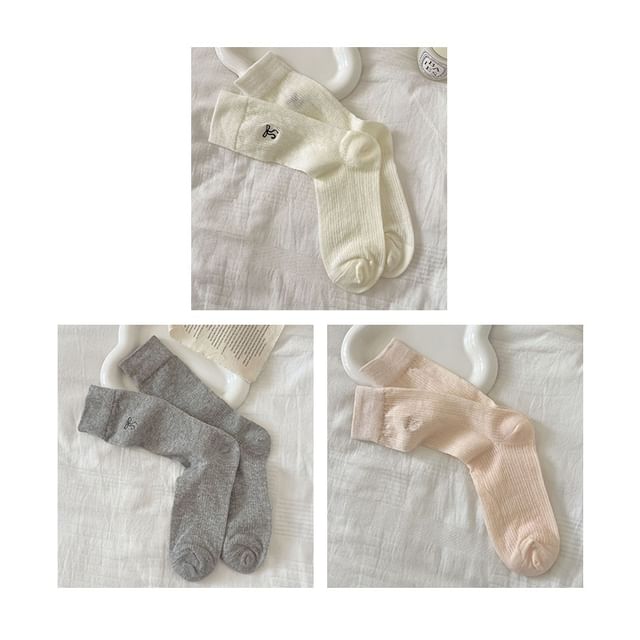 Bow Embroidered Socks Set