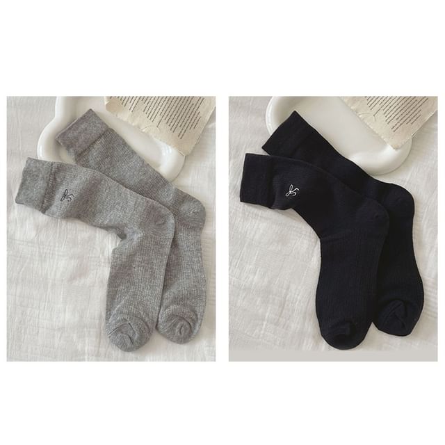 Bow Embroidered Socks Set