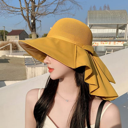 Sun Flap Hat Neck with Bow