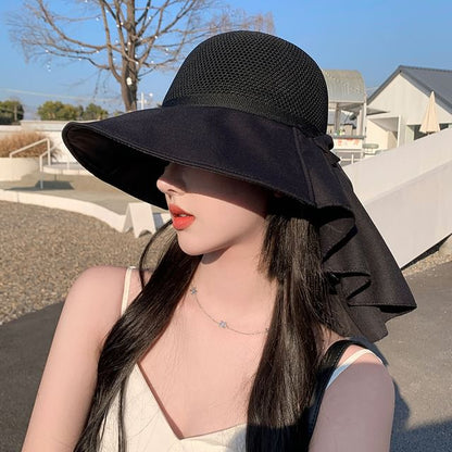 Sun Flap Hat Neck with Bow