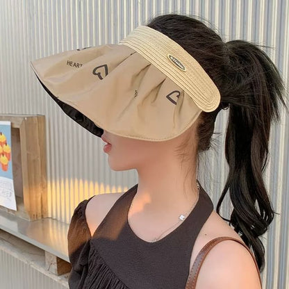 Print Sun Visor Brim Wide Heart