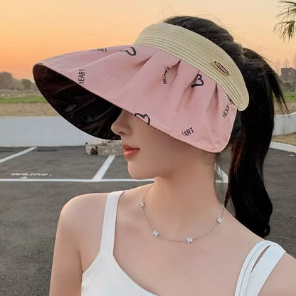Print Sun Visor Brim Wide Heart