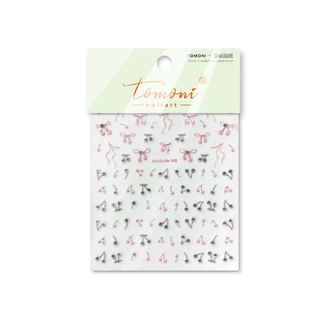 Bow Rhinestone Nail Art Stickers (Various Designs)