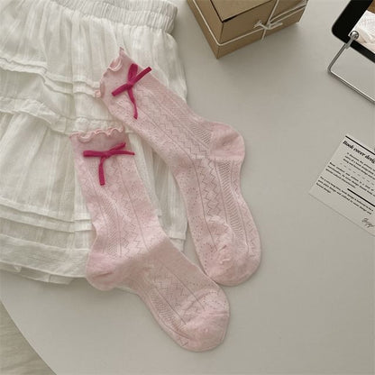 Bow Lettuce Edge Socks