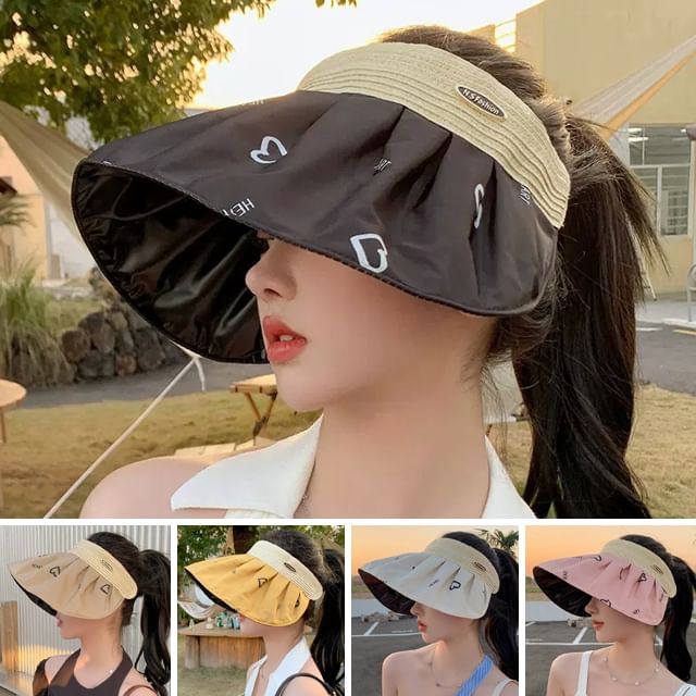 Print Sun Visor Brim Wide Heart