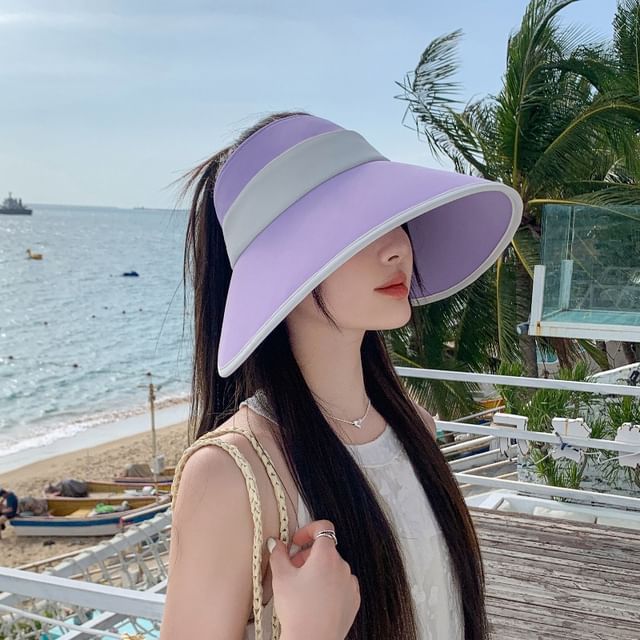 Two Tone Wide Brim Sun Visor