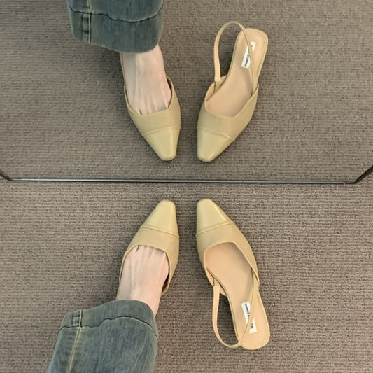 Square Cap Toe Slingback Pumps