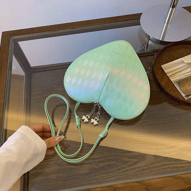 Heart Shape Faux Leather Crossbody Bag