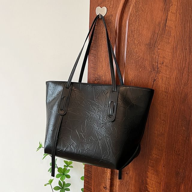 Tote Leather Faux Bag Plain