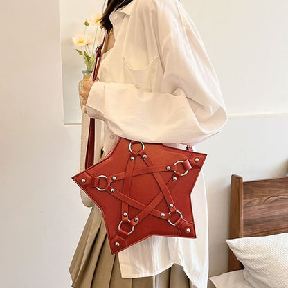 Bag Star Faux Studded Leather Shape Crossbody