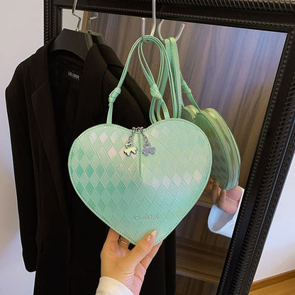 Heart Shape Faux Leather Crossbody Bag