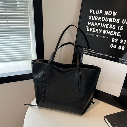 Tote Leather Faux Bag Plain