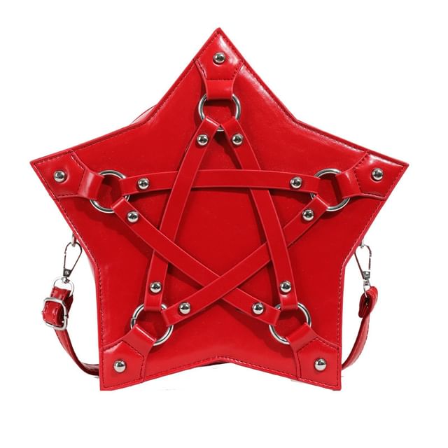 Bag Star Faux Studded Leather Shape Crossbody