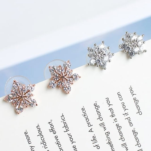 Floral Rhinestone Alloy Stud Earring (Various Designs)