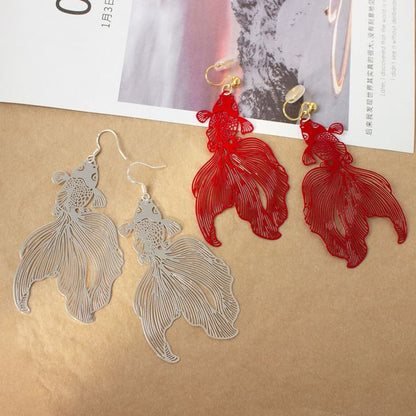 Hollow Fish Drop Earrings
