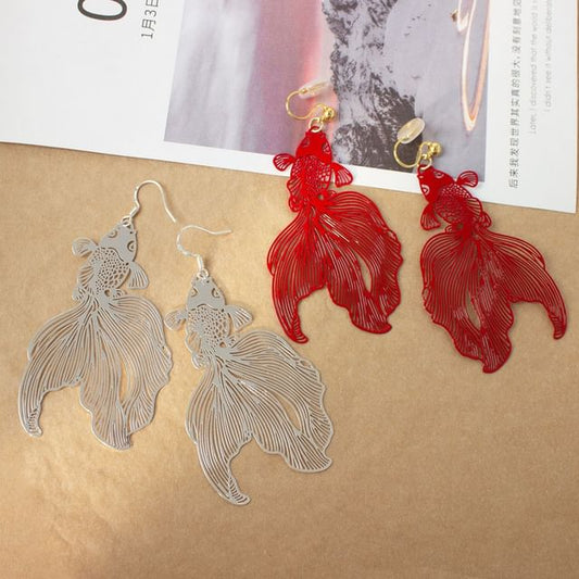 Hollow Fish Drop Earrings