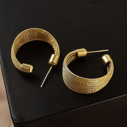 Layered Alloy Hoop Earrings