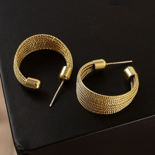 Layered Alloy Hoop Earrings