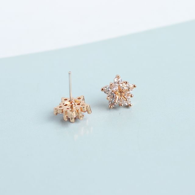 Floral Rhinestone Alloy Stud Earring (Various Designs)