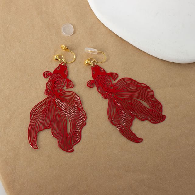 Hollow Fish Drop Earrings