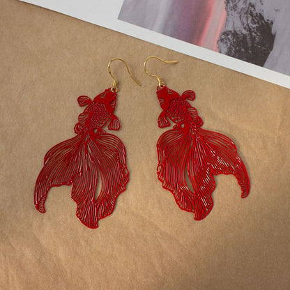 Hollow Fish Drop Earrings