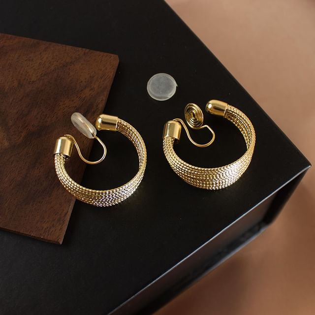 Layered Alloy Hoop Earrings