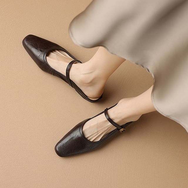 Genuine Leather Low Heel Mules