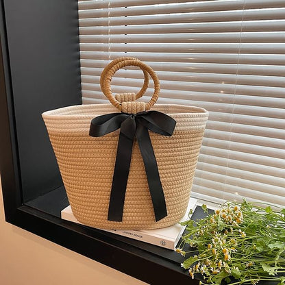 Two Tone Bow Tote Bag