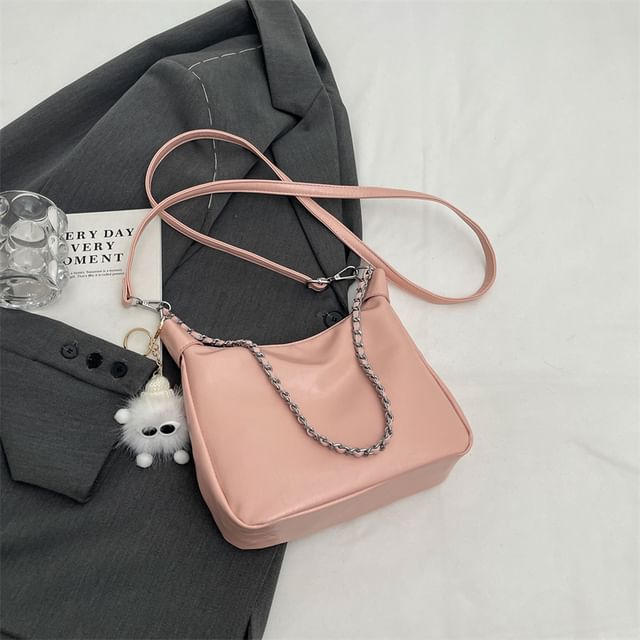 Chain Strap Faux Leather Crossbody Bag / Bag Charm / Set