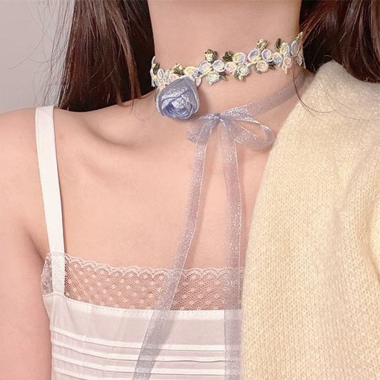Rose Lace Ribbon Choker