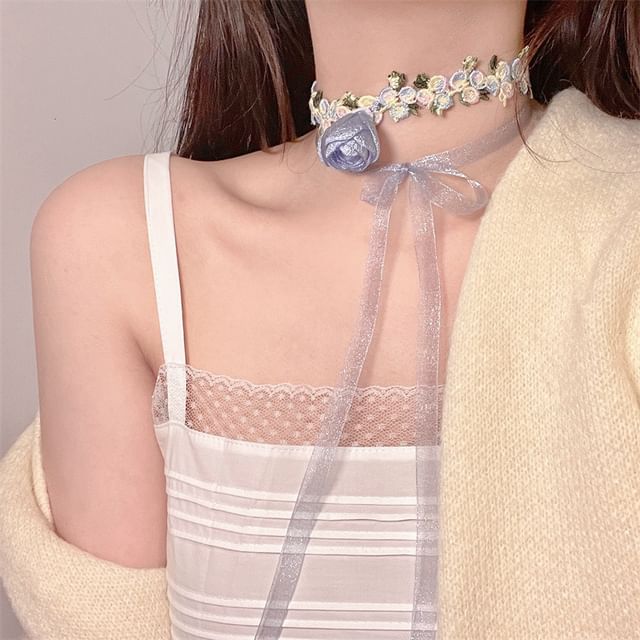 Rose Lace Ribbon Choker