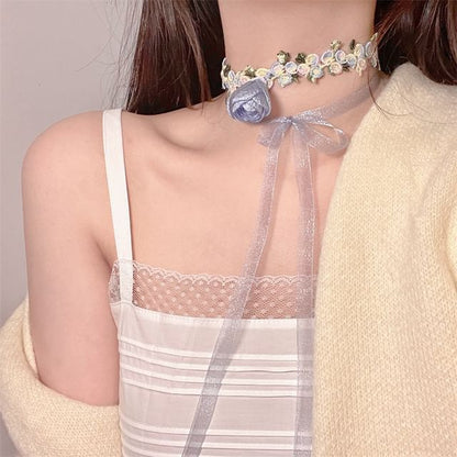 Rose Lace Ribbon Choker