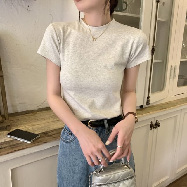 Short-Sleeve Crew Neck Plain Tee